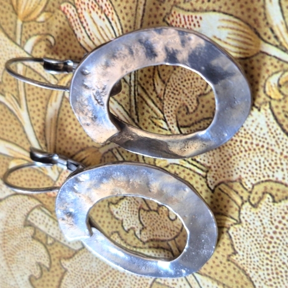 925 Modernist Sterling Silver Hoop Earrings - Picture 7 of 7